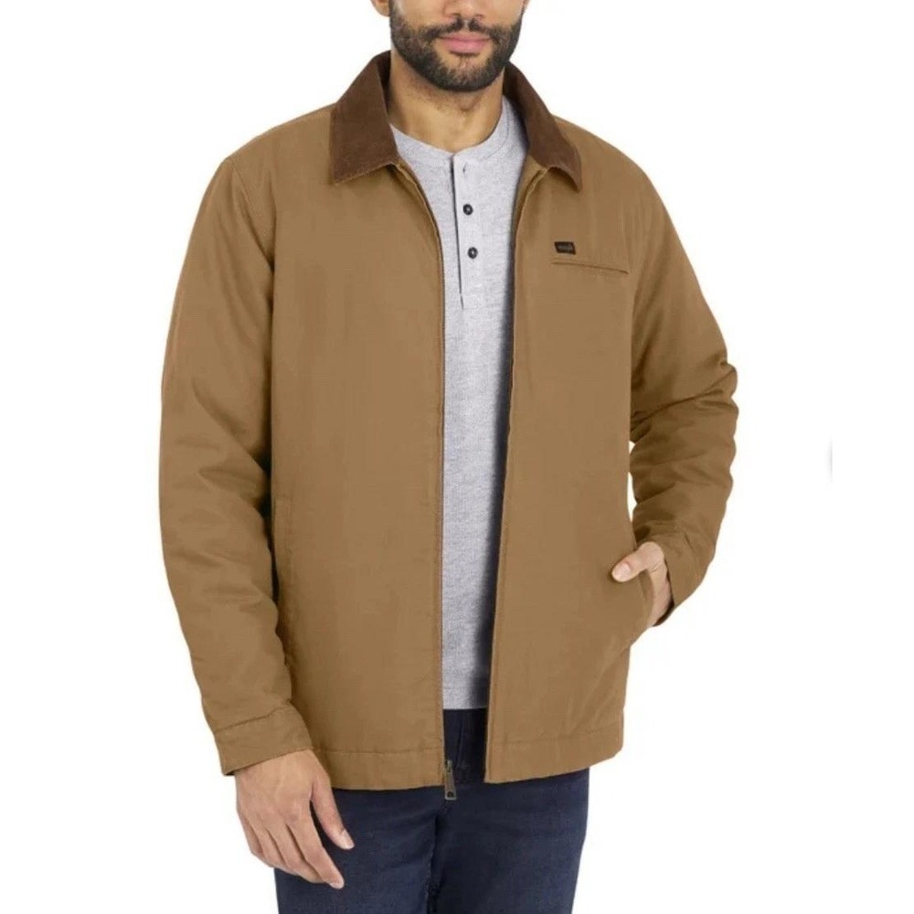 NWT Wrangler Men's XL Brown Canvas Work Jacket Cotton Quilted Lined Corduroy